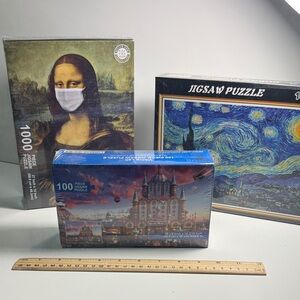 NWT sealed three puzzles made in Alaska! Mona Lisa, starry night & fairy castle